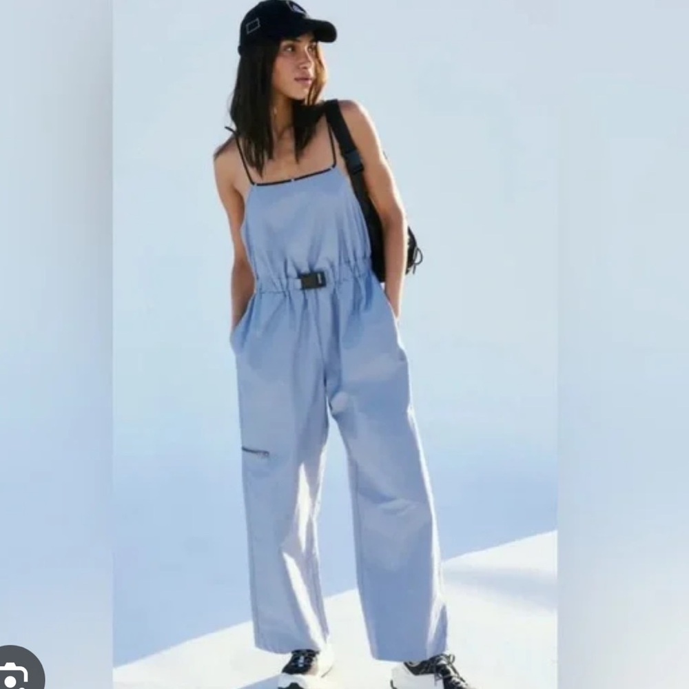 Free People Movement Star Player Blue Jumpsuit Wide Leg